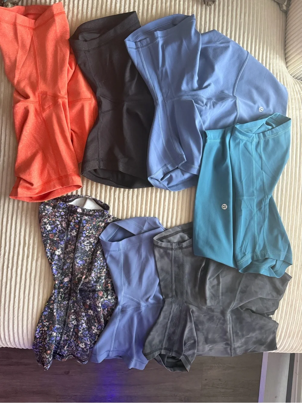 lululemon athletica womens shorts lot in coral, black, blue, teal, floral